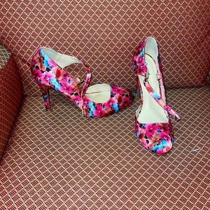 Hot pink flower heels
